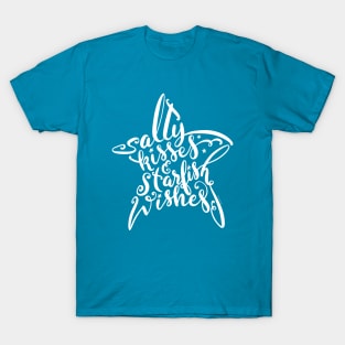 White Salty Kisses & Starfish Wishes Hand Drawn T-Shirt